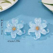 1 Đôi bông tai acrylic bán trong suốt, ánh cầu vồng, thiết kế hình cánh hoa, kiểu dáng thời trang, đa năng, cá tính dành cho nữ. - Trong sáng - Xem 4