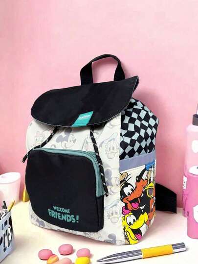 Disney Drawstring Backpack, New Mickey & Minnie Design Kids Backpack, Exquisite Multi-Purpose Printed Backpack For Students, Mickey Collaboration Backpack