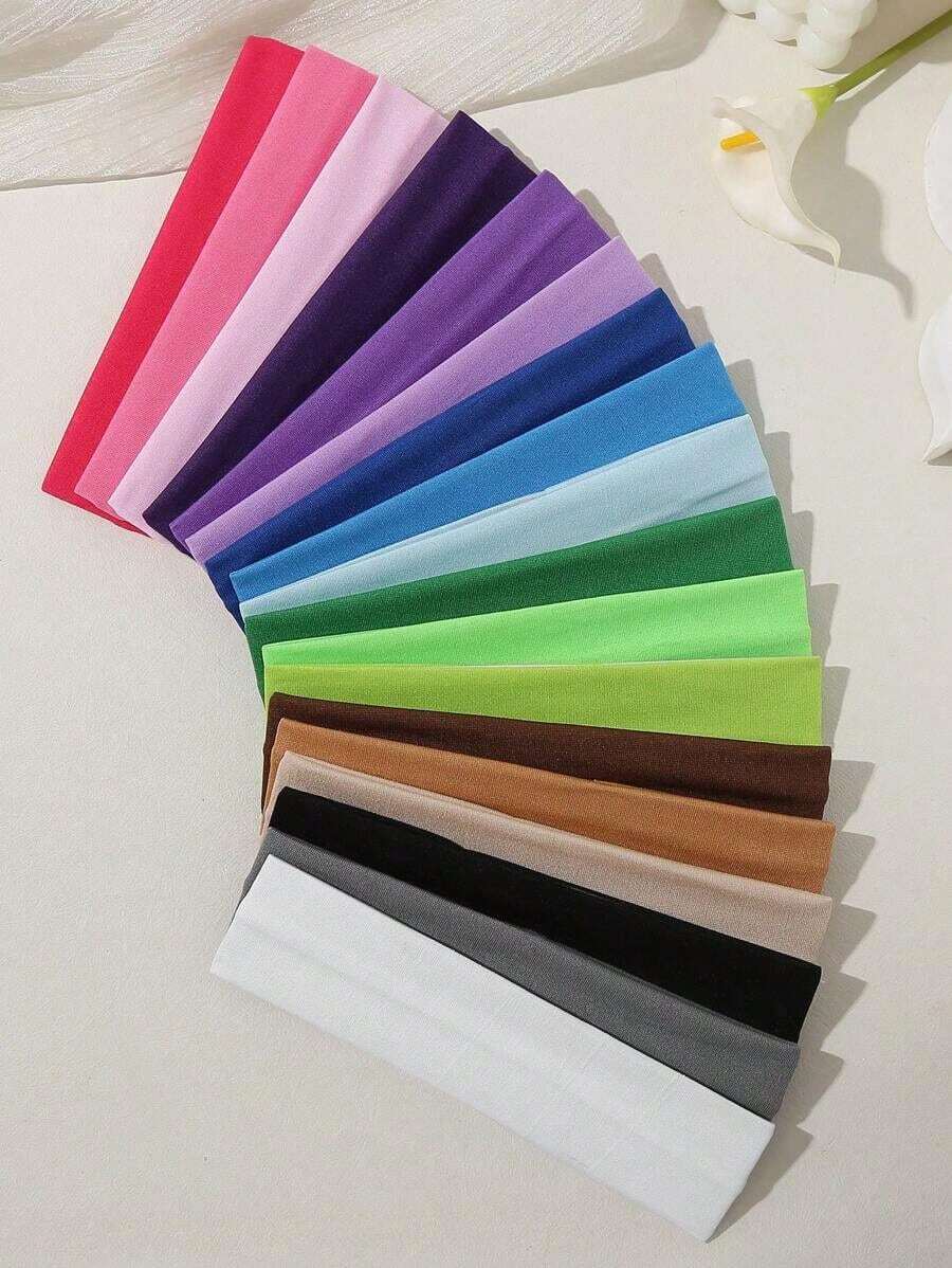1pc/18pcs Colorful Casual Headbands For Women, Suitable For Daily Life & Sports Gym Hair Band Turban Headband Sweatband, School Stuff, College Fall Winter Hair Accessories For Women For Vacation Outfits Woman Elegant Scarf Women Bandanas - 彩色 - 查看 1