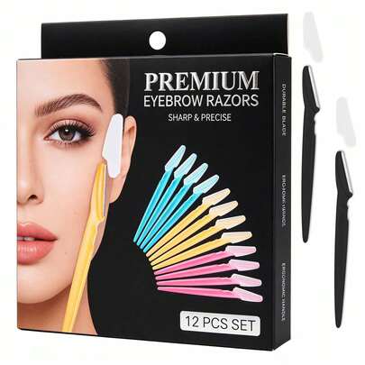 30件套去角质剃刀套装，多功能面部剃须刀，男女通用，黑色眉毛修剪器和面部剃须刀，带保护盖的眉毛去除工具，适合初学者