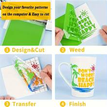 15 miếng decal vinyl vĩnh cửu, thích hợp cho các dự án thủ công, dễ cắt và dễ dán. - Nhiều màu - Xem 5