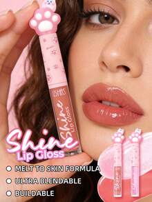 USHAS 可爱猫爪唇彩，持久不黏腻，光泽感强，闪亮妆效，液体唇膏，易于涂抹，适合所有肤质 - #04 - 查看 2