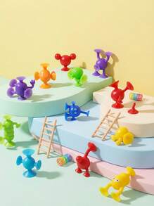 Soft Silicone Building Blocks Toy Animal Shape Suction Toy For Over 3 Years Old Kids Stress Release Parent-Child Interactive Game Sucker Bath Toy - Multicolor - View 3