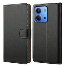 Black Faux Leather Card Slot Flip Protective Phone Case With Stand - Black - View 4
