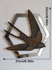 1件六边形镜面燕子墙饰，波西米亚风格鸟类墙画，波西米亚家居装饰，简约卧室/客厅墙面挂饰，自然风格农舍墙饰，天然木质鸟类装饰，适用于各种活动 - 彩色 - 查看 14