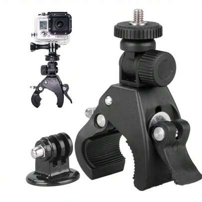 Handlebar Sports Camera Clip Holder, Fits , , Bicycle, Motorcycle Riding Bracket With Adapter