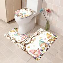1pc/3pcs/4pcs Easter Gnome & Egg Multifunctional Bathroom Decor Shower Curtain Set, Free 12 Hooks Included, Elegant Holiday Atmosphere, Bathroom Mat, U-Shaped Rug And Round Toilet Mat, Suitable For All Scenarios - E - View 7