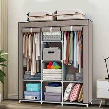 LZYMSZ Permanent Simple Wardrobe With Thick Tube, Polyester Fabric, Simple And Economical Design, Easy To Assemble And Store Clothes. - 咖啡色 - 查看 2