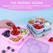 Bộ 3 hộp đựng đồ ăn nhẹ Bento có nắp đậy - Hộp đựng thức ăn trưa 5 ngăn, dùng được trong máy rửa chén và lò vi sóng - Lý tưởng để đựng đồ ăn nhẹ và trái cây. - Nhiều màu - Xem 4