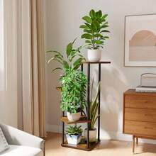 Bamworld Soporte de Metal para Plantas de Interior para Múltiples Plantas Pequeño Soporte de Flores de Esquina para Patio Jardín Balcón Sala de Estar Dormitorio 4 Niveles Marrón - Marrn - Ver 2