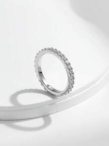MODIAN Cincin Tumpuk Pita Moissanite Warna D Mewah untuk Wanita, Perhiasan Pernikahan Perak Sterling 925 Asli dengan Kotak Hadiah yang Indah - Perak - View 5