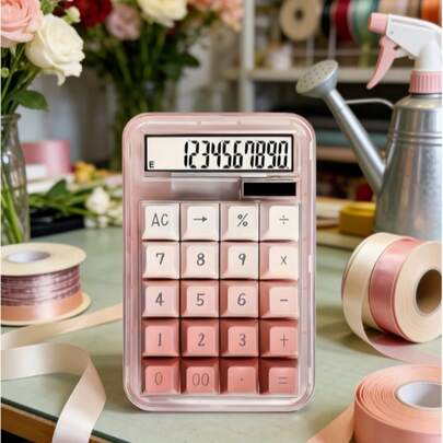 10位液晶显示屏桌面计算器，渐变色键帽，基本算术功能，自动关机，耐用ABS材质，简约美学设计 - 不含电池