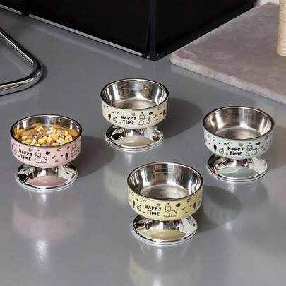 Stainless Steel Raised Pet Bowls, Anti-Spill, Easy To Clean, Non-Slip Bowls For Cats And Dogs