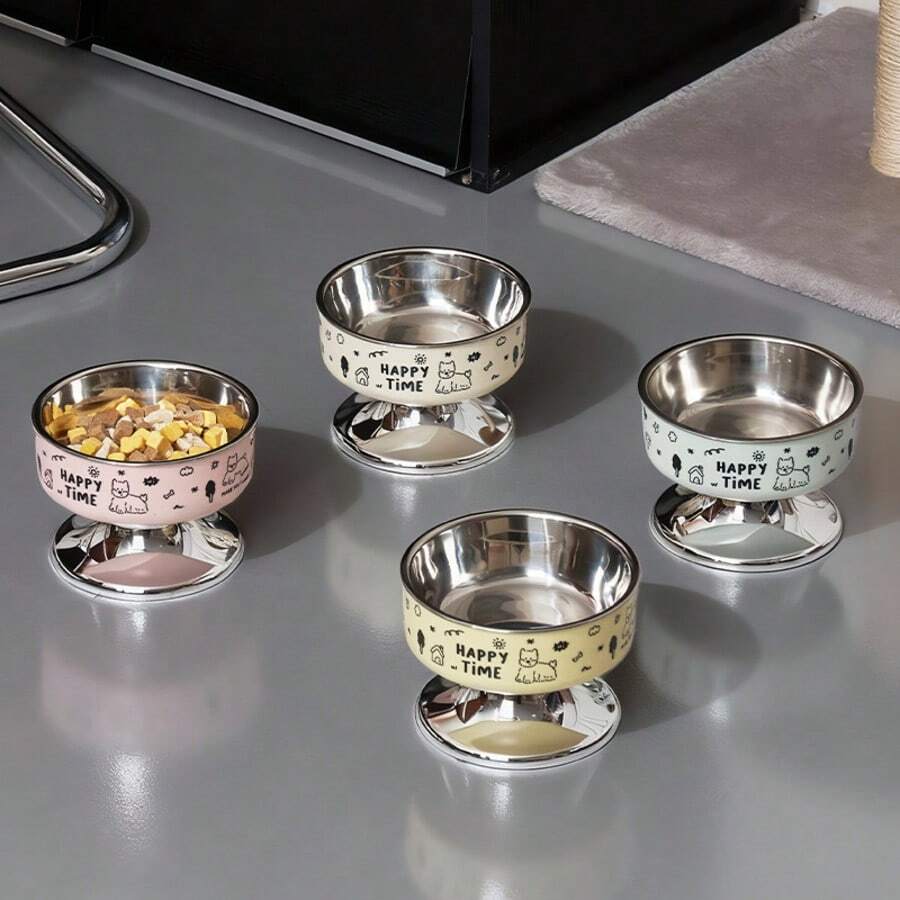 不锈钢宠物高脚碗，防溢漏，易清洗，防滑，适用于猫狗 - 300ml - 查看 1