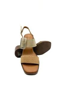 Sandalias de Tacón Corina en Antelina con Tachuelas y Hebilla Nacarada XL - Beige caqui - Ver 5