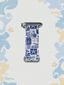1条柔软弹性透气海洋主题替换表带，兼容三星、荣耀智能手表，尺寸可选38mm、40mm、41mm、42mm、46mm、45mm、44mm、49mm，旅行假日礼物休闲硅胶表带，兼容苹果手表Ultra SE/11/10/9/8/7/6/5/4/3/2/1 - 彩色 - 查看 4