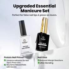 Beetles HEMA-Free Nail Tips Glue Kit, All-In-One Nail Extension Kit For Press On False Nails, DIY Salon Manicure At Home - 2Pcs 10Ml HEMA-free Nail Glue & Primer Set - View 3