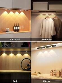 Rechargeable LED Motion Sensor Light, Cabinet Lighting, Self-Adhesive, Wireless, Suitable For Cabinets, Shoe Racks, Entrances, 3 Color Options, Cat Eye Sensor Light, Decorative Light, Indoor & Outdoor Light. Essential Home Accessory For Kitchen, Bedroom And Wardrobe, Kitchen Accessory, Kitchen, Kitchen Decor, Bedroom Decor, Bedroom Room Decor - Three Colors Of Light - View 7