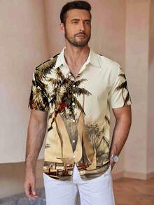 Men's Tropical Hawaiian Shirt Casual Coconut Tree Print Short Sleeve Shirt Beach Shirts For Men Tropical Shirts For Men Men Summer Shirts Men Beach Shirts Button Up Tropical Graphic Beach Shirt - p02 - 查看 3