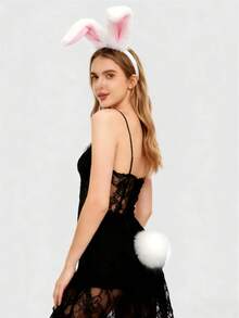 动物耳朵发箍，狐狸和兔子套装，情侣角色扮演，派对服装，可爱配饰，拍照道具，毛绒耳朵，情侣装，服装派对 - 彩色 - 查看 8