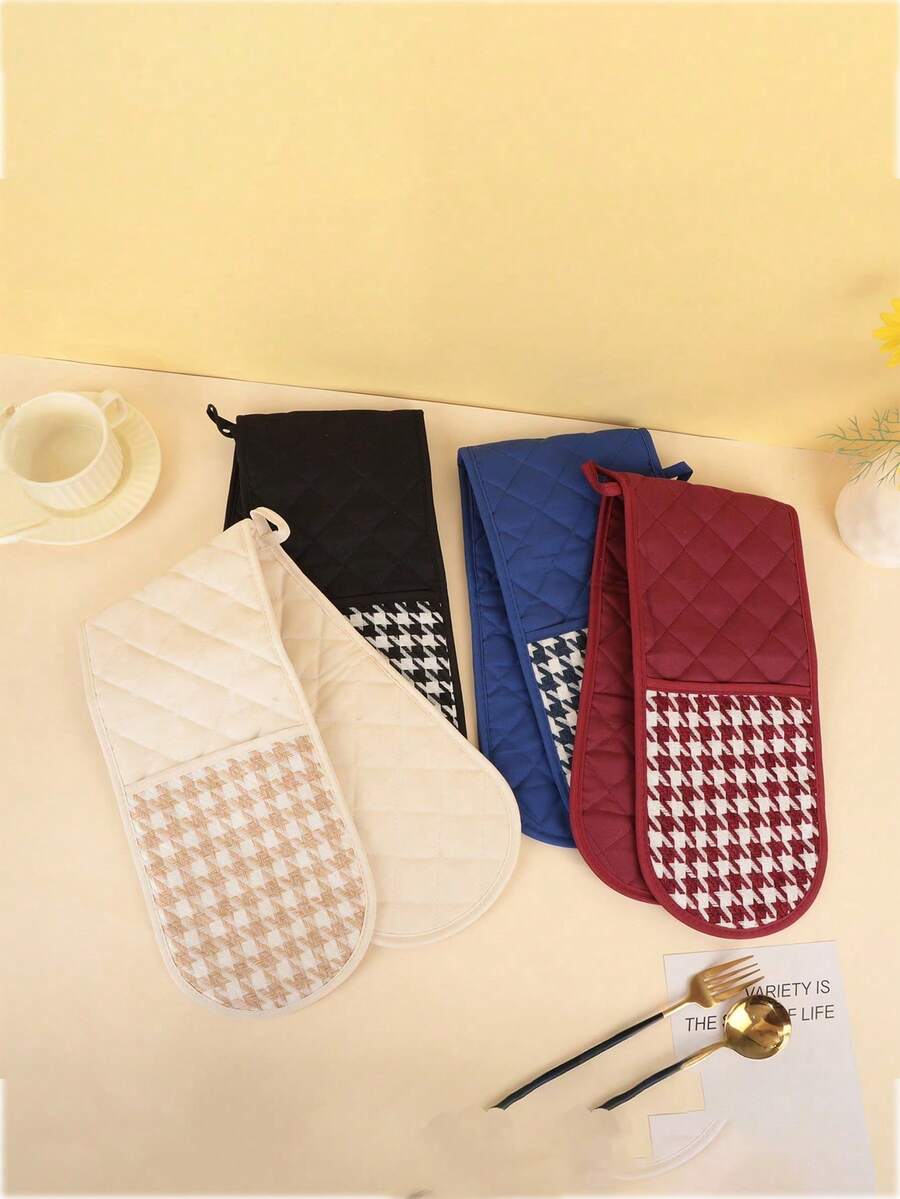 1 chiếc găng tay cách nhiệt dạng dải dài không đường may họa tiết chim công, dùng trong gia đình, găng tay lò nướng nhà bếp, miếng đệm cách nhiệt lò vi sóng. - Xem 1