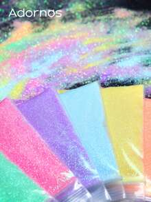 6袋（10克/袋）彩虹糖果光泽指甲粉 美甲配件 激光闪粉凝胶指甲油 全息闪光颜料 DIY 女士沙龙美甲饰品、美甲宝石、美甲艺术用品 - 彩色 - 查看 3