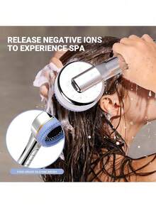 3pcs Multi-Function Shower Head Set, 4-Setting Handheld Shower Head + 1.5m Stainless Steel Hose + Drill-Free Wall Mount Bracket - Silver - View 5
