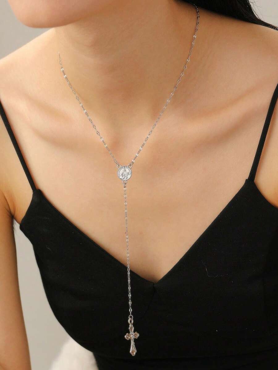 Dây chuyền 6mm, Unisex, Dây dài vàng & bạc, Mặt dây chuyền hình thánh giá, Phụ kiện cầu nguyện tôn giáo, Quà tặng dây chuyền cho nam giới - Dây chuyền tràng hạt 6mm - Xem 1