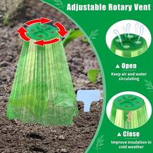 10个耐用塑料植物罩，配20个地钉，绿色透明，适用于室内外园艺，保护幼苗免受鸟类和霜冻侵害，促进健康生长，易于安装且可重复使用。 - 圓底 - 查看 10