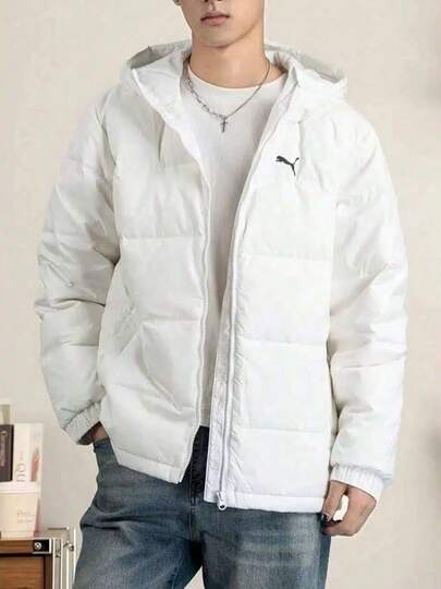  Chaqueta larga con capucha de plumón blanco para exteriores PUMA para hombres