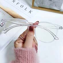 1 Piece Y2K Style Transparent Fashion Glasses, Unisex Transparent Lenses, Reduce Eye Fatigue From Computer, TV, Phone, And Gaming, Casual PC Frame - Hồng - Xem 3