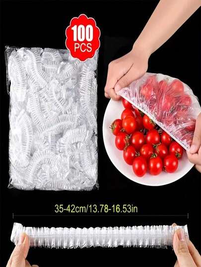 100pcs Household Food Preservation Film, Thick Leftover Dish Cover, Fruit Preservation Film, Kitchen Refrigerator Food Preservation Film