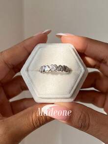 1pc 925 Sterling Silver Zirconia Inlaid Heart-Shaped Ring, Suitable For Daily Commute, Party Attire, Birthday Surprise And Holiday Gifts - Heart Ring - View 2