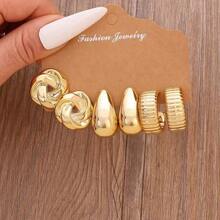 3pcs-12pcs Fashion Metal-Tone Party & Holiday Multi-Shape Earring Set, Suitable For Women's Daily, Holiday, Party Wear, Lightweight ABS Resin Material, Women's Fashion Earring Set - Multicolor - View 8