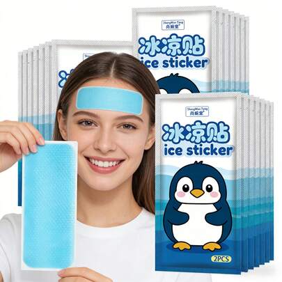 Miếng dán làm mát vật lý dùng một lần màu xanh dương (16/24 miếng) – Chất liệu vải không dệt mềm mại và gel hydrogel dịu nhẹ, không gây kích ứng cho mọi loại da, mỏng nhẹ, thoải mái cho những ngày nóng bức và khi di chuyển.