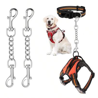 2개 개 목줄 교체 스트랩, 가슴/등 하네스 안전 버클, 금속 체인 목줄, 탈출 방지 안전 액세서리, 안전 장치, 예비 커넥터