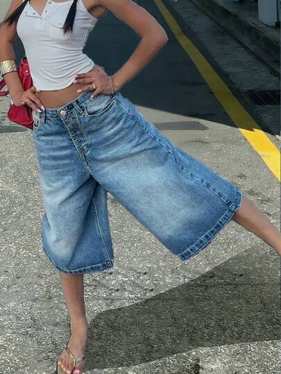 Women's Low-Waist Light-Wash Casual Straight-Leg Denim Shorts, Versatile Daily Wear Summer