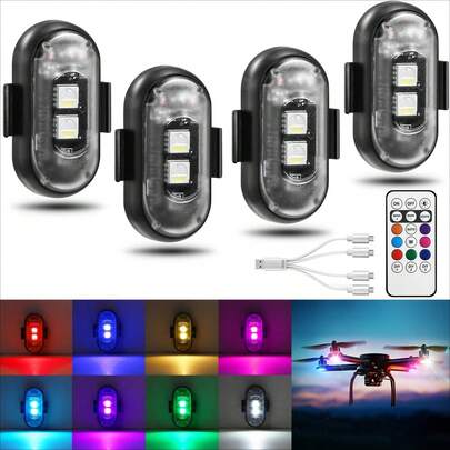 3 PIEZAS Luces LED inalámbricas para automóvil con control remoto, luces estroboscópicas LED inalámbricas de 8 colores con carga USB, IP65 a prueba de agua, luz de advertencia anticolisión para interior de automóvil, camión, motocicleta, dron, avión, bicicleta