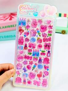 Pegatinas 3D lindas - Perritos calientes de dibujos animados, sushi, pegatinas de burbujas, pegatinas 3D de peluche mini reutilizables adecuadas para planificador, diario, cuaderno, computadora, funda de teléfono, etc. - Multicolor - Ver 5