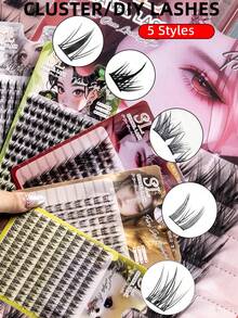 400pcs 5 Box Fox Cat Cluster Lashes Natural Look Fluffy Faux Mink False Eyelashes Sexy Lashes Extension Makeup Fox Cat Eye Lashes Left & Right Individual Lashes Wispy DIY Lash Extension For Home Party,Valentine's Day, Traveling,Festivals Makeup - D - 查看 9