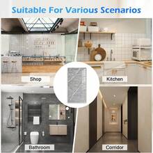 12Pcs PVC Marble Tiles Wall Sticker Self-Adhesive Stick Kitchen Bathroom Decor - C - View 2
