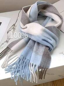 1pc Plaid Scarf For Women, High-Quality Shawl 2026 New Arrival, Winter Neck Warmer - Quick Ship Items - Blue - View 5