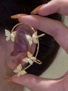 1 Piece Of Elegant And Chic Gold/Silver Butterfly-Shaped Ear Clip, Suitable For Women To Wear, Ideal For Both Festive And Everyday Wear. - 金色左耳 - 查看 11