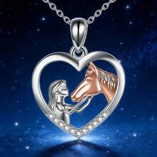 新款创意心形微镶项链，双色吊坠，女士忠实伴侣 - XL912 白金 - 查看 3