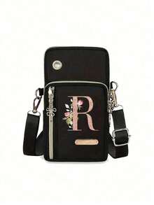 Women's Phone Bag, Rose Gold Letter Print Mini Crossbody Bag, Vertical Coin Purse, Sports Armband And Running Wrist Bag, Mini Casual Crossbody Phone Bag With Earphone Hole, Fashionable White-Collar Work Commute Business Office Gift, Suitable For Anniversary, Valentine's Day, Christmas, Thanksgiving, Birthday And Other Occasions - Multicolor - View 18