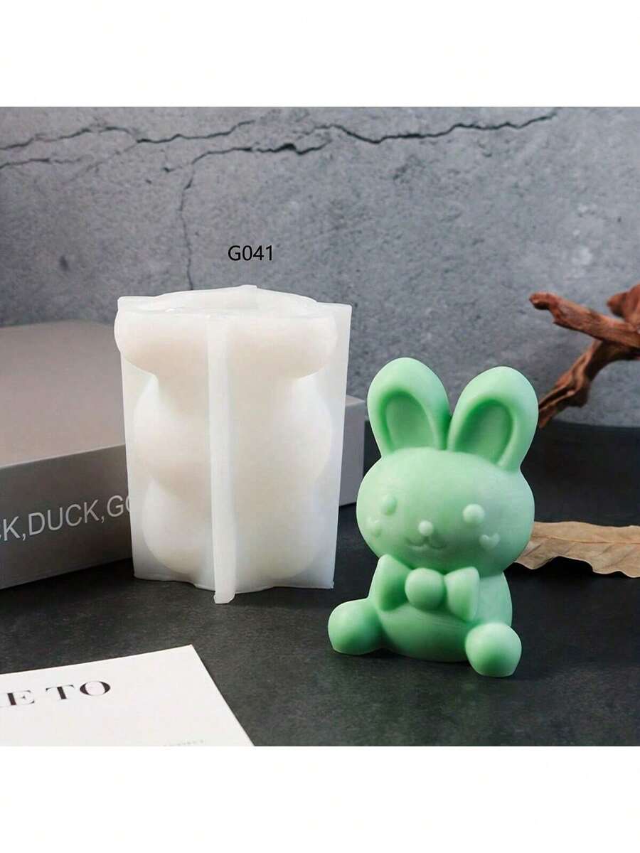Easter Bunny Bow Candle Wax Mold, Silicone Mold For Plaster, Fondant, Polymer Clay Crafting - White - View 1