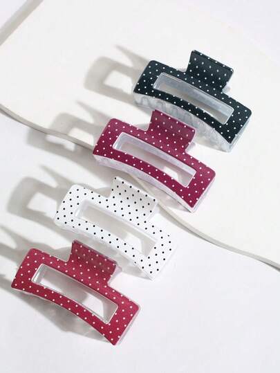 4pcs Women's Fashion Simple & Cute Hair Clips, 6.4cm Medium Size Square Hair Claws, Suitable For Half Ponytail, Everyday Use, School, Gift For Her - Beach Hair Clips