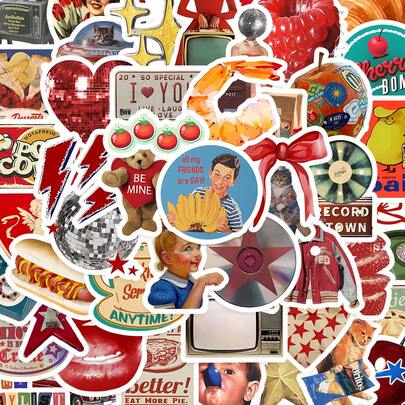 50 Pieces Of Retro Y2K Graffiti Stickers - Waterproof Vinyl, Suitable For Suitcases, Notebooks, Laptops, Cups, Etc. - Decorative Elements For DIY Scrapbook With Retro Aesthetics