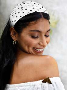 女士波点四件套发带，宽大优雅发带，加厚发带，非洲风情头巾，女士宽边复古头巾瑜伽发带，发饰，夏季发带 - 彩色 - 查看 2