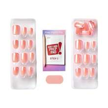 KISS ImPRESS No Glue Mani Press On Nails, Color FX, 'Satellite', Light Pink, Short Size, Squoval Shape, Includes 30 Nails, Prep Pad, Instructions Sheet, 1 Manicure Stick, 1 Mini File - Màu sắcG - Xem 7